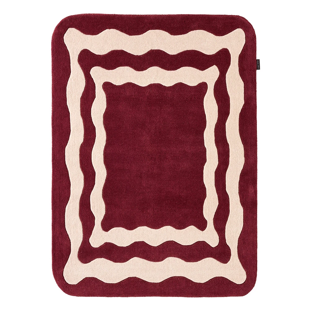 Tapis en laine wavy - Bordeaux - 133x190 cm