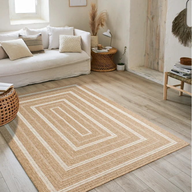 Tapis intérieur et extérieur aspect jute naturel - Blanc - 160x230 cm