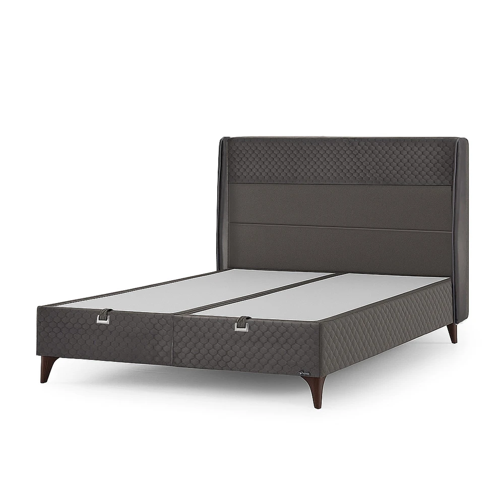Lit coffre en tissu gris 160x200cm