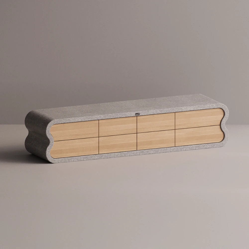 Meuble TV en béton avec tiroir de rangement 180x145 cm