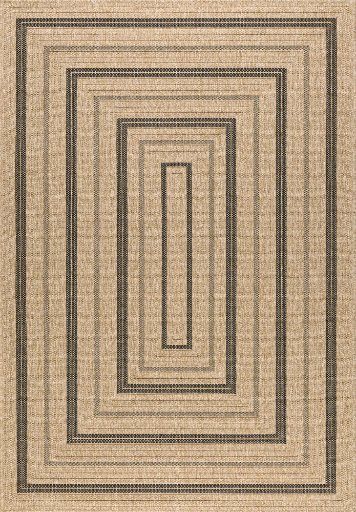 Tapis intérieur et extérieur aspect jute naturel - Noir - 160x230 cm