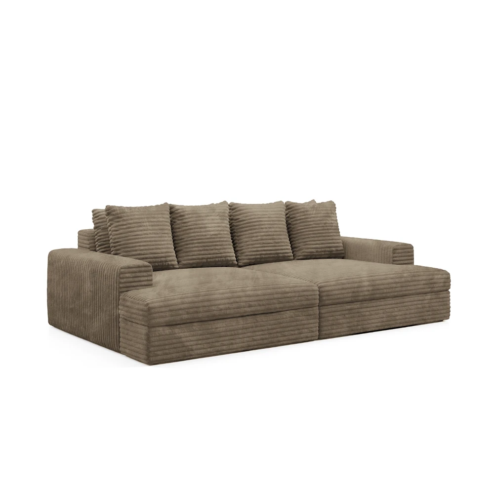 Canapé 4 places en velours côtelé épais taupe