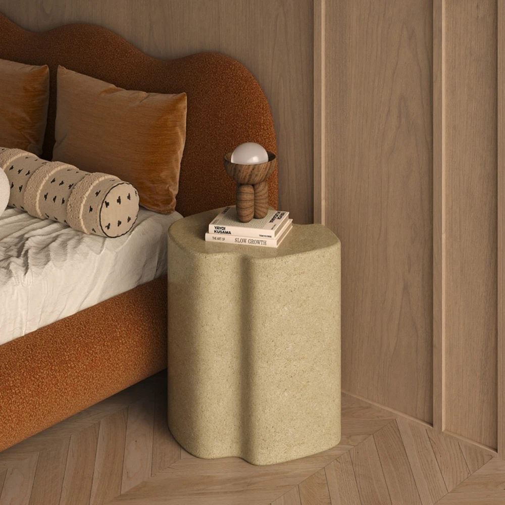 Table de chevet béton  - crème