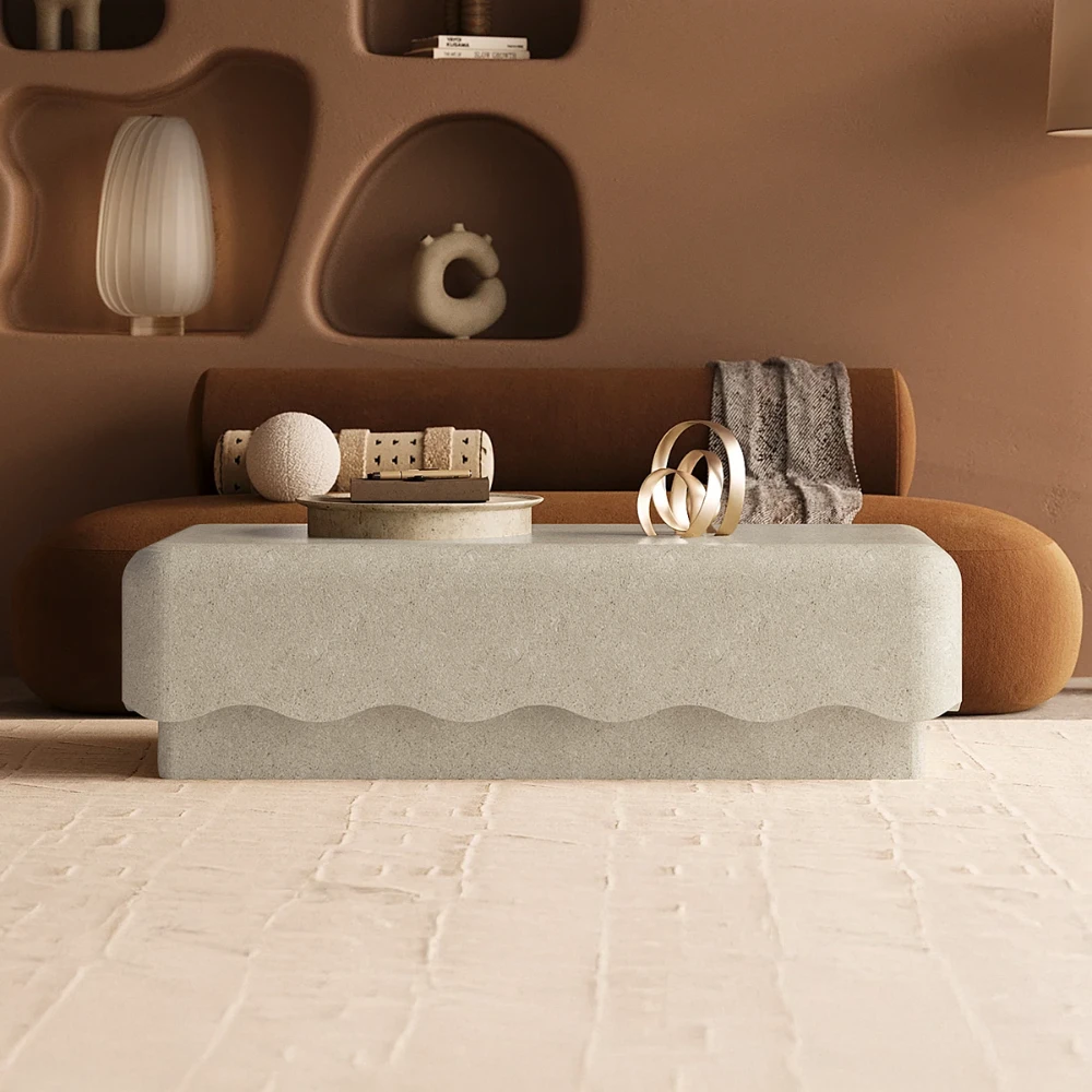 Table basse béton - créme - 88x41 cm