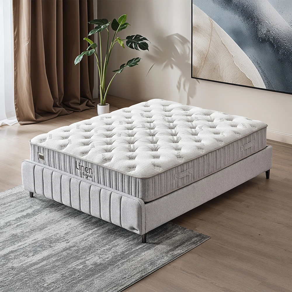 Matelas hybride en Lin ressort ensaché 160x200cm épaisseur 30cm