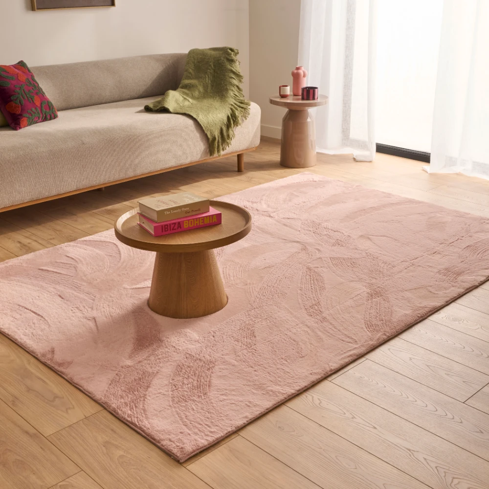 Tapis uni doux à poils courts - Rose - 160x230 cm