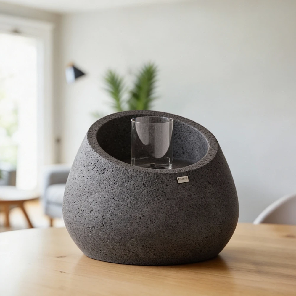 Brasero de table avec cheminée au bioéthanol - Anthracite