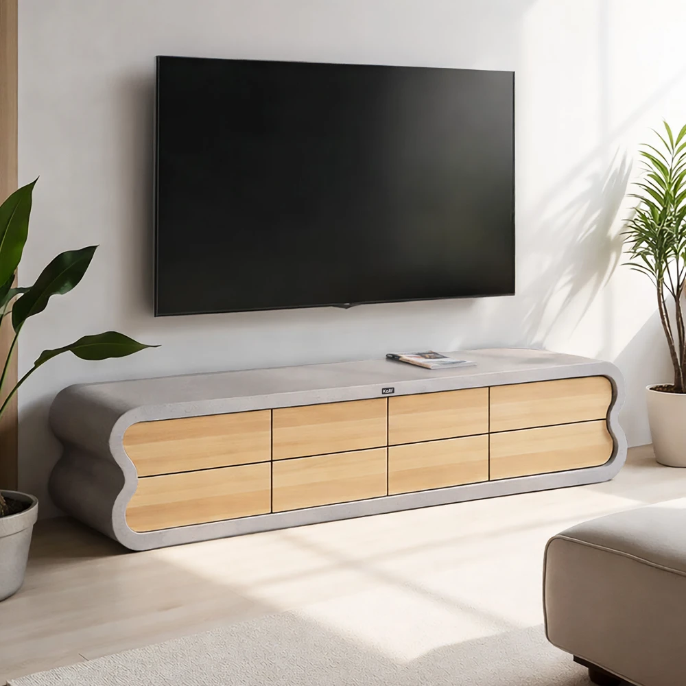 Meuble TV en béton avec tiroir de rangement 180x145 cm