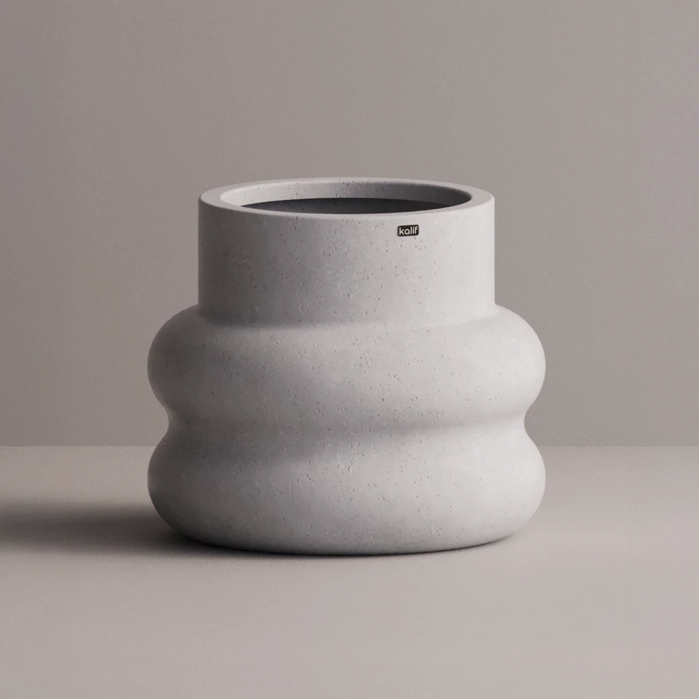 Pot de fleurs blanc en béton ultra-léger - Taille L