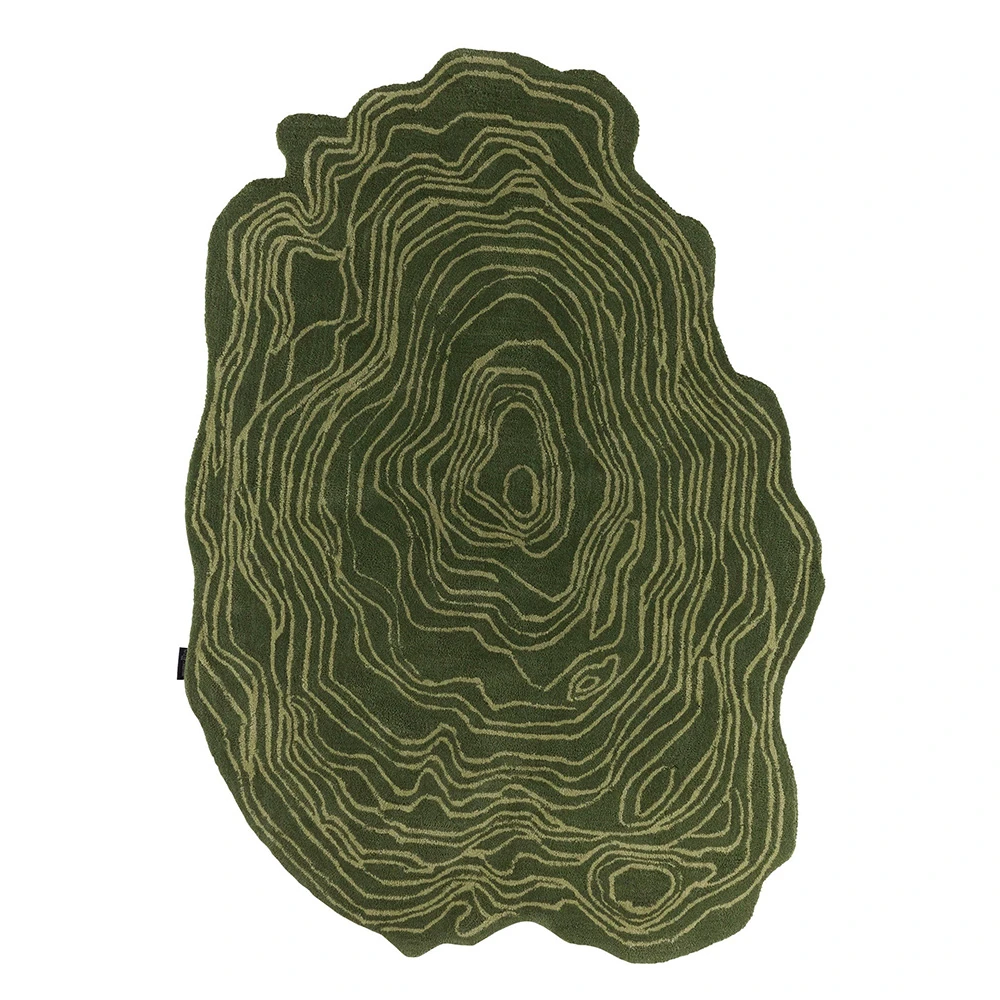 Tapis en laine en forme organique - Vert - 133x190 cm
