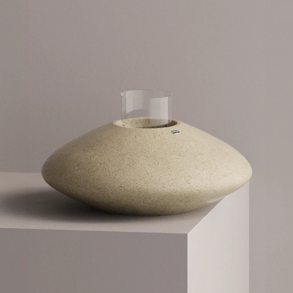 Brasero de table avec cheminée au bioéthanol - Crème