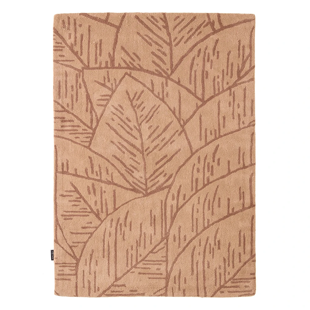 Tapis en laine feuillage - marron- 133x190 cm