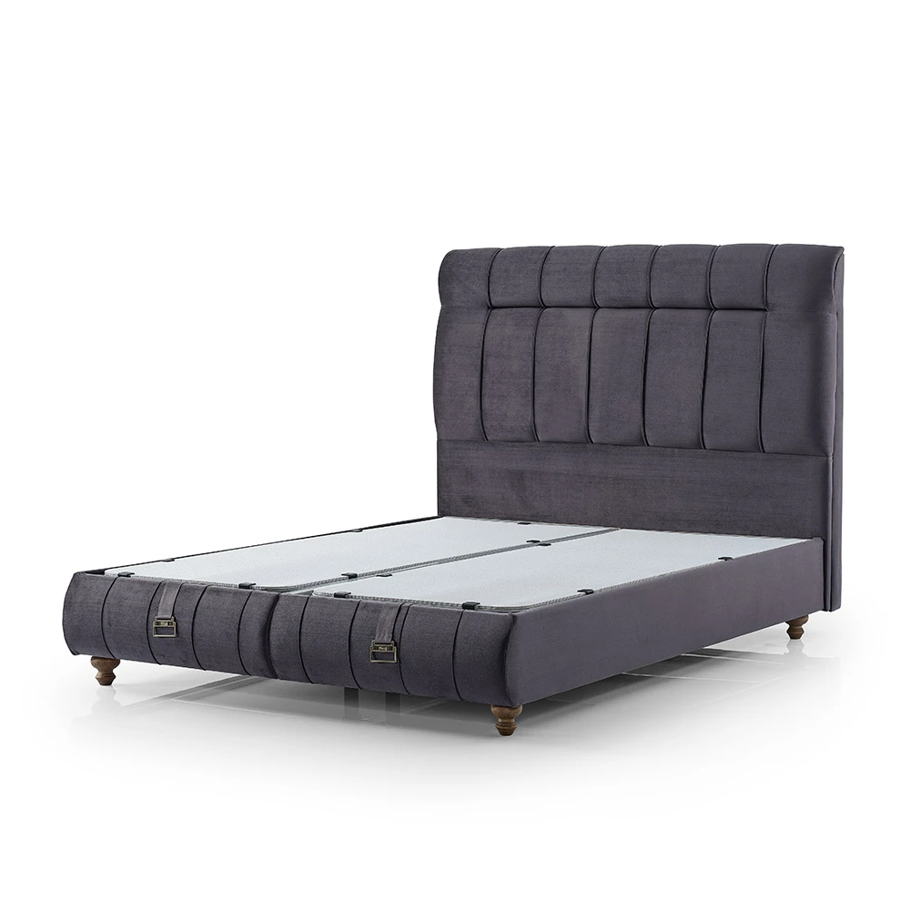 Lit coffre en tissu gris foncé 160x200cm