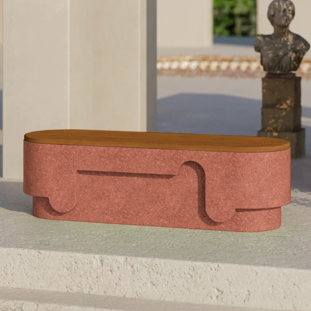 Buffet en béton rouge- 195x45 cm