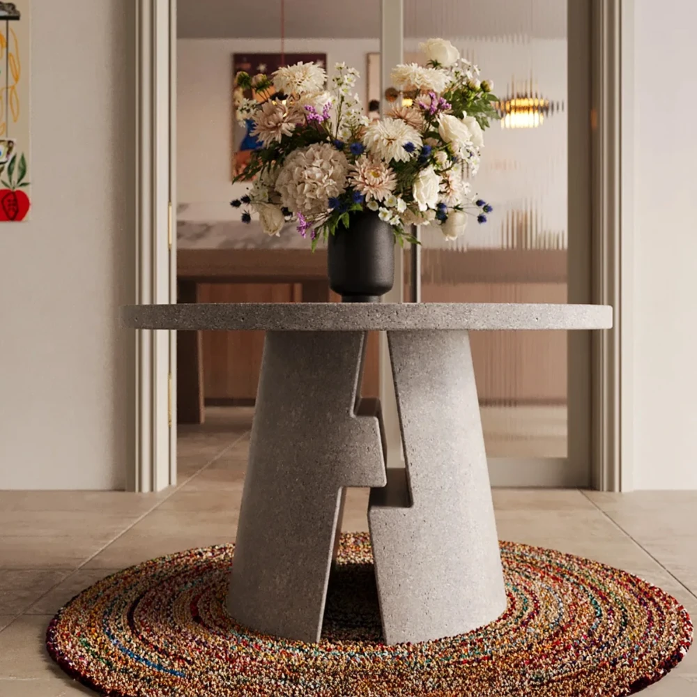 Table à manger en béton - gris - 120x120 cm