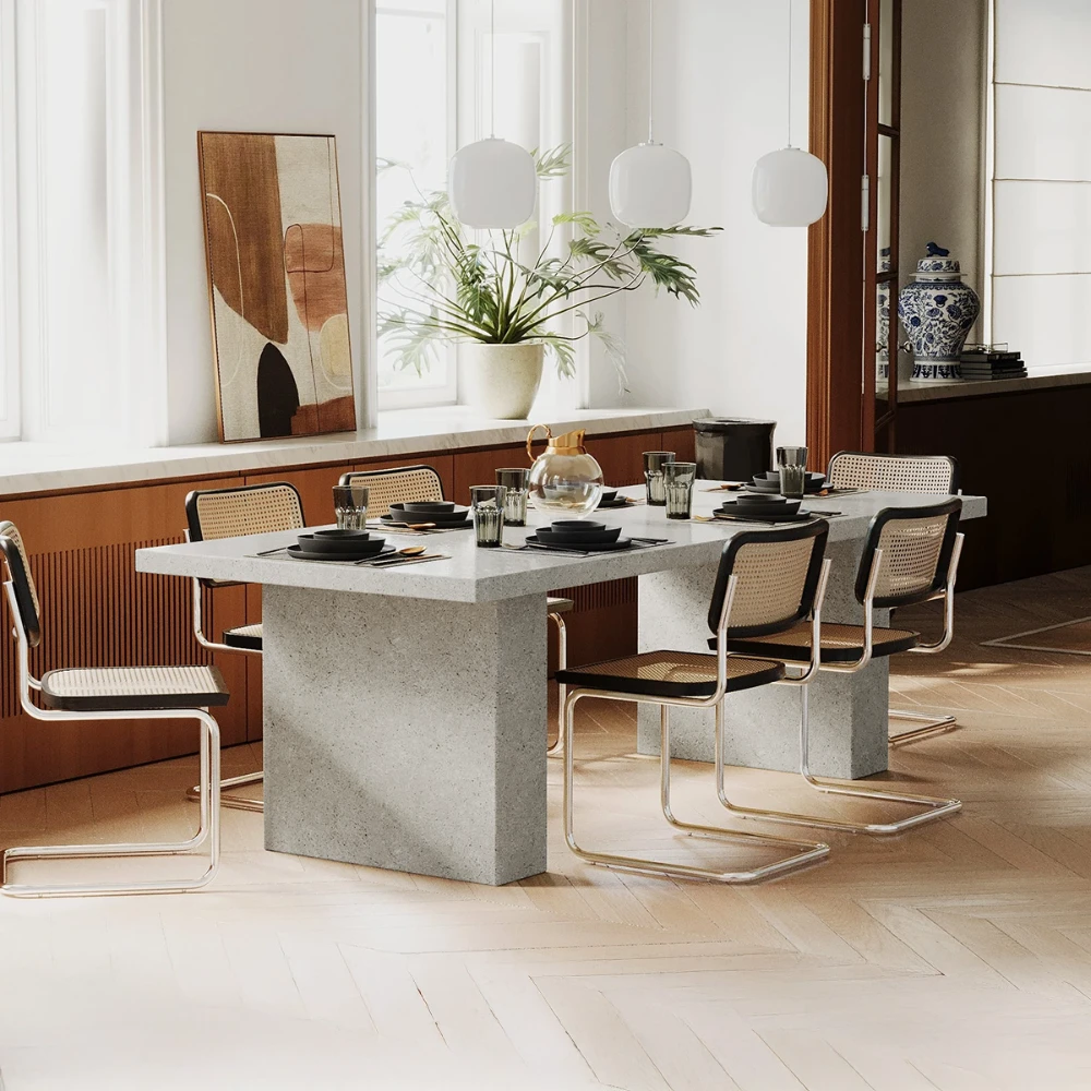 Table à manger en béton ultra-léger en forme rectangulaire 240x100cm