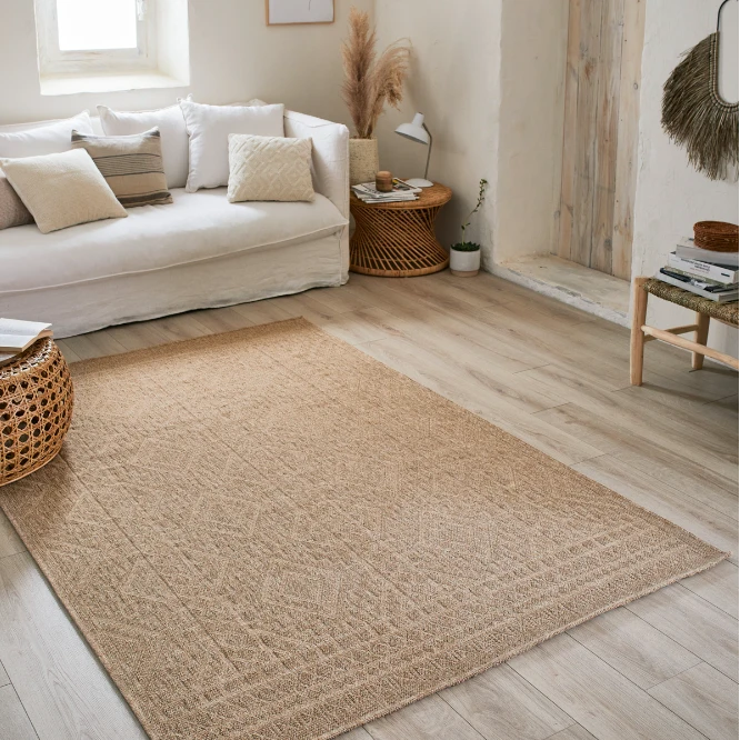 Tapis intérieur et extérieur aspect jute naturel - Beige - 160x230 cm