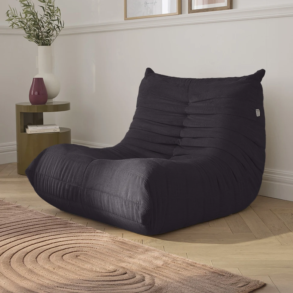 Fauteuil en velours côtelé anthracite