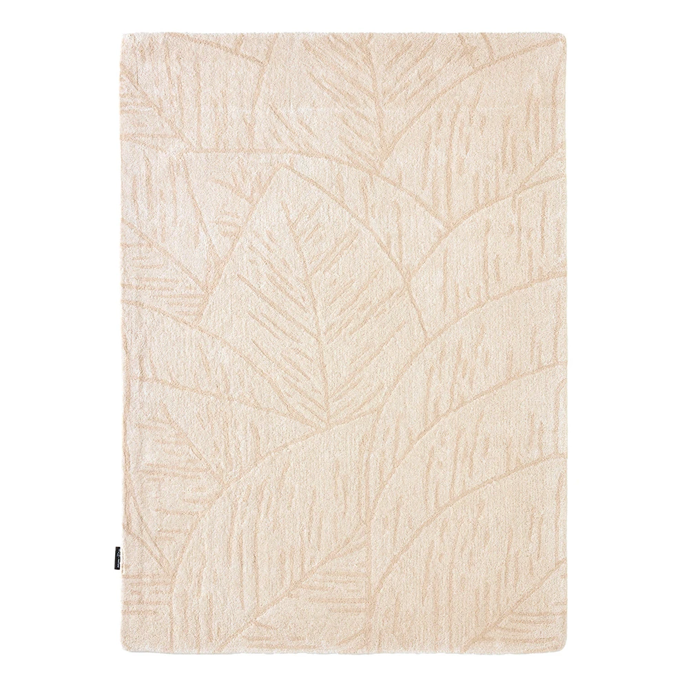 Tapis en laine feuillage - crème - 133x190 cm