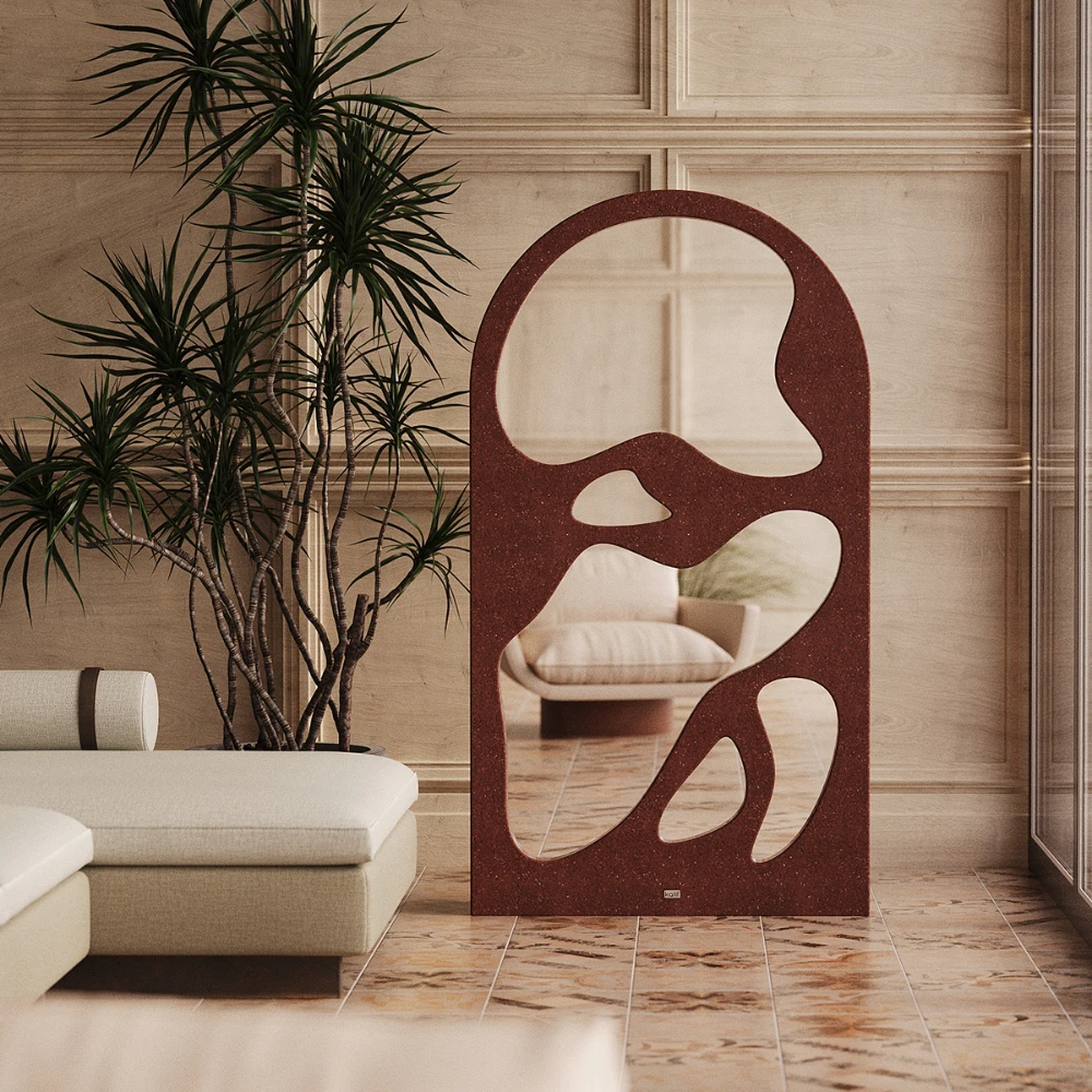 Miroir en béton bordeau - 99x180 cm