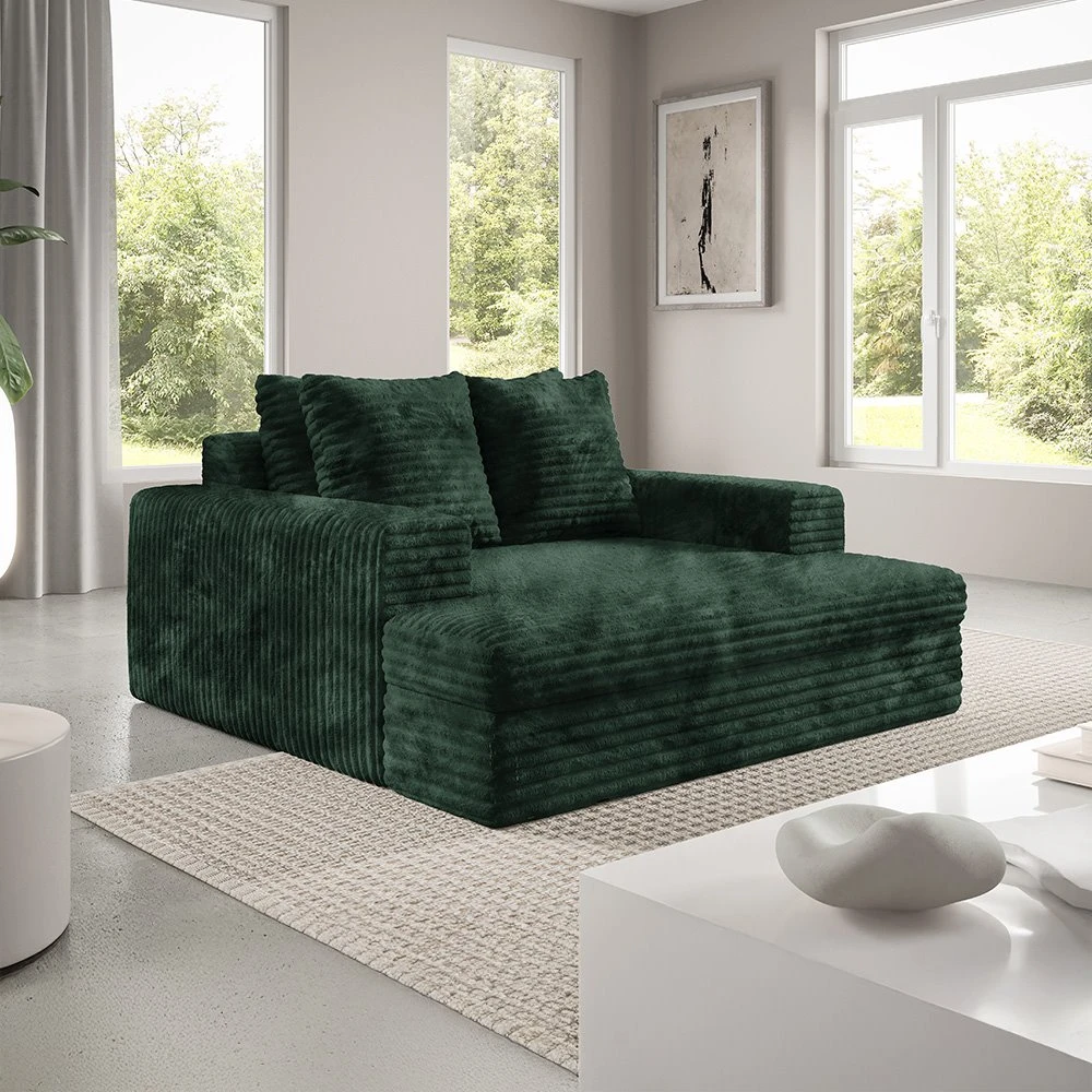 Canapé 2 places en velours côtelé épais vert
