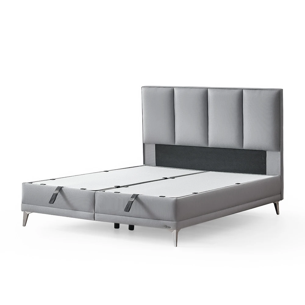 Lit coffre en tissu gris 160x200cm