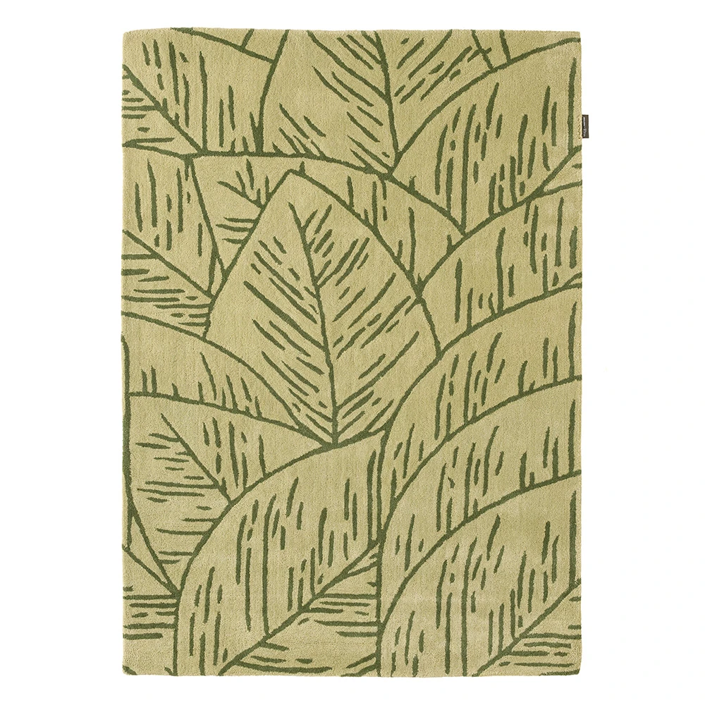 Tapis en laine motif feuillage - vert - 133x190 cm
