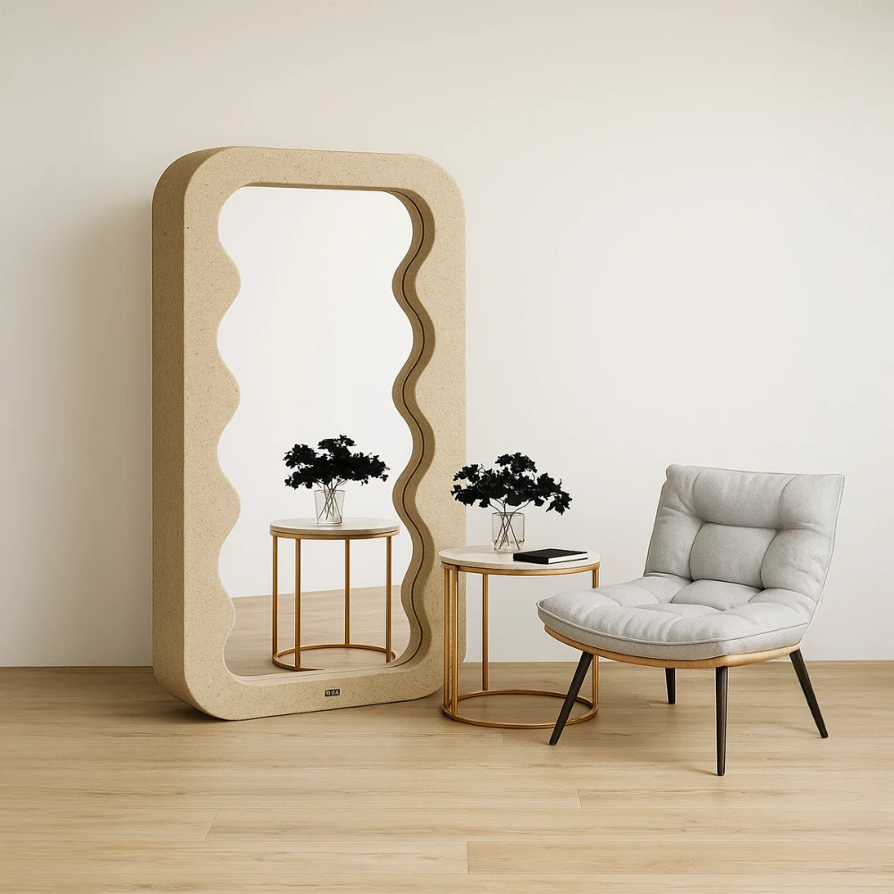 Miroir en béton ultra-léger - jaune - 90x180 cm