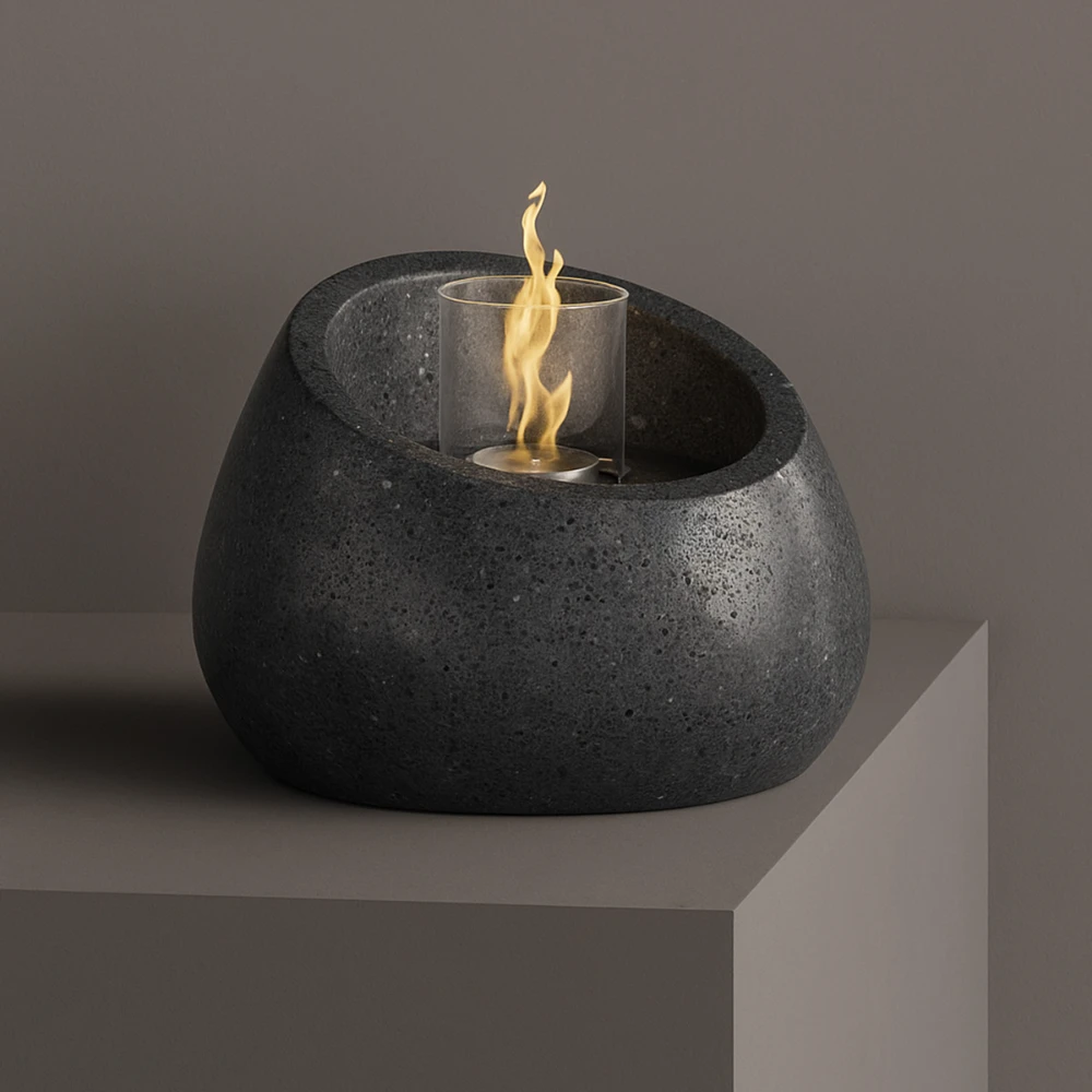 Brasero de table avec cheminée au bioéthanol - Anthracite