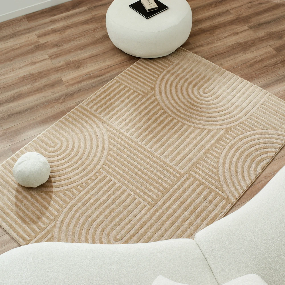Tapis motif en relief beige - 160x230 cm