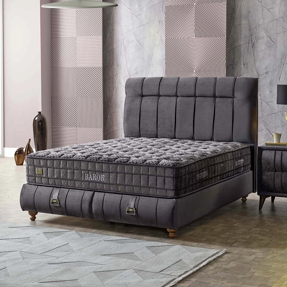 Lit coffre en tissu gris foncé 160x200cm