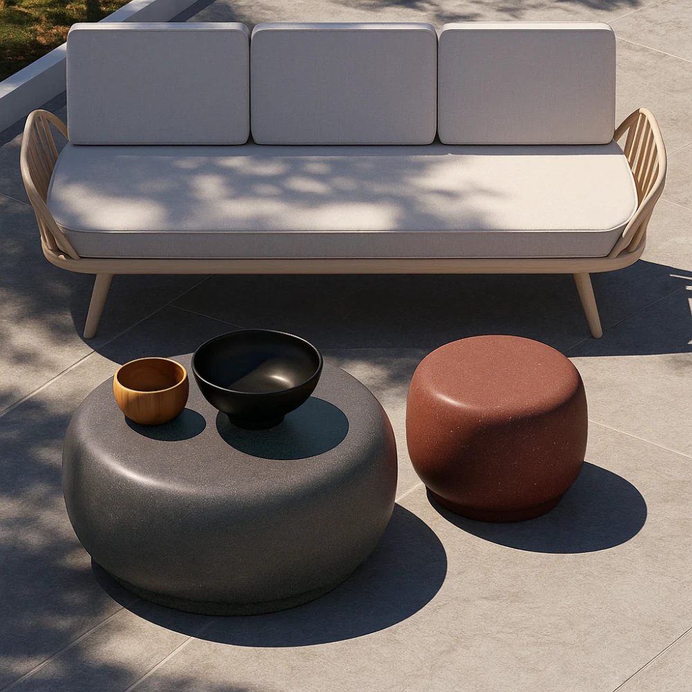 Table basse béton - rouge - 57x57 cm