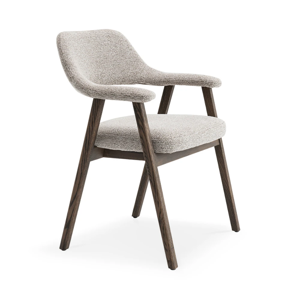 Chaise en tissu beige et chêne massif sable